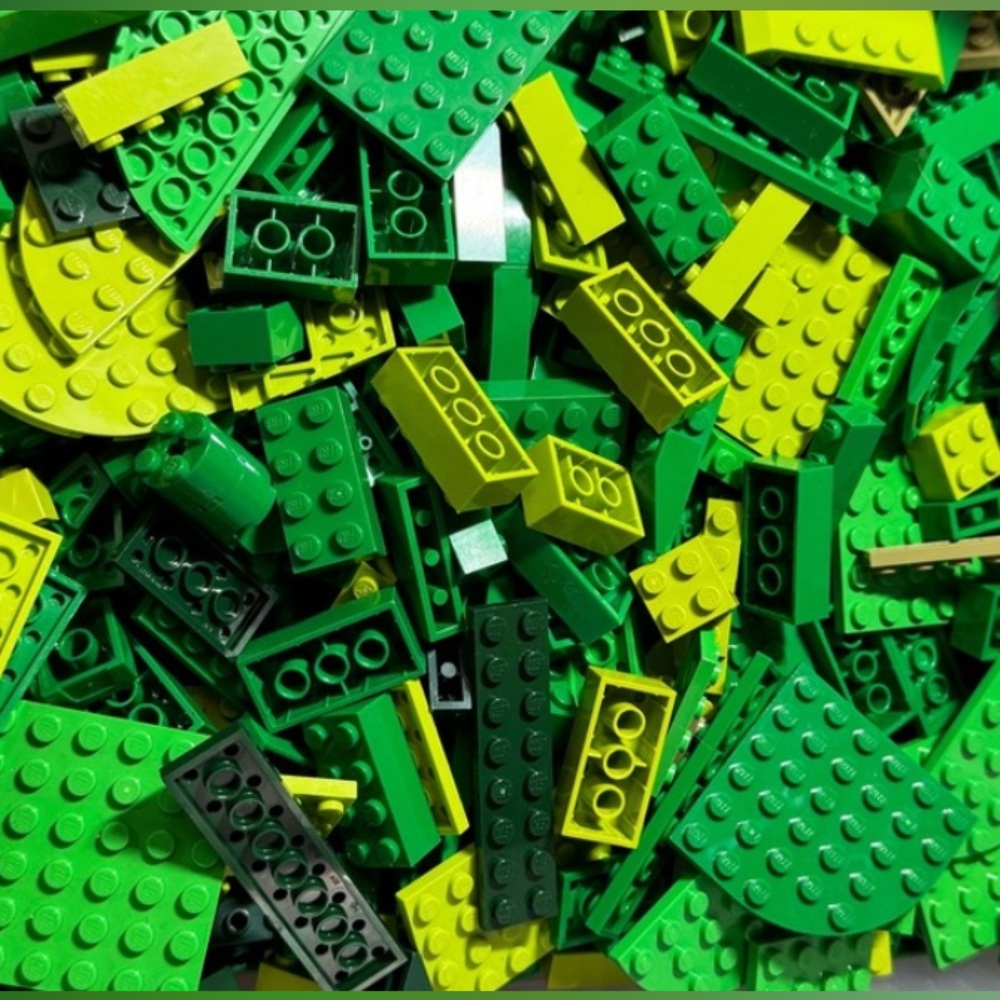 2lbs - Genuine LEGO Bulk Green, Olive, Light, Dark Green Blend Random Bricks LOT